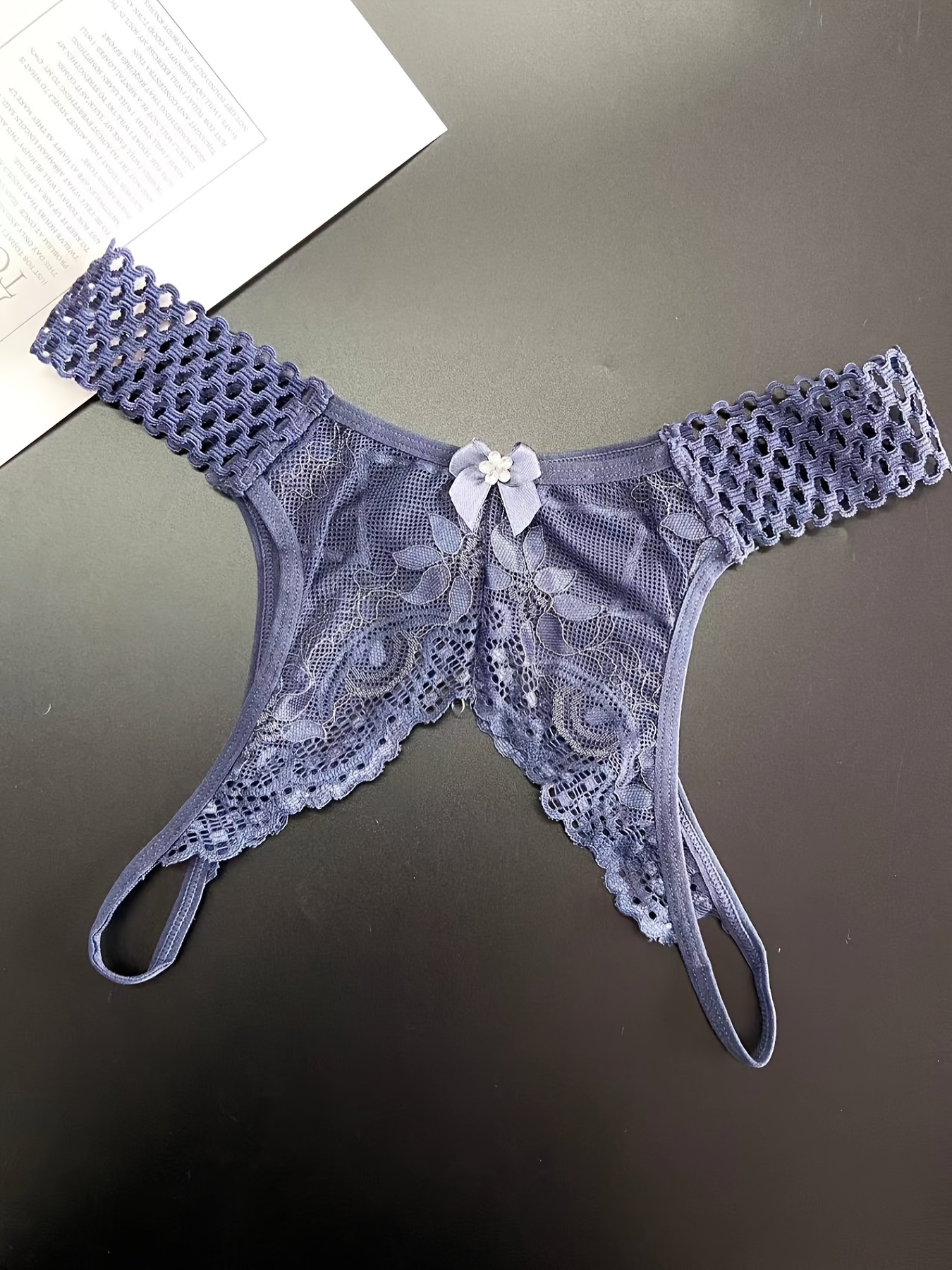 Women Open Crotch Sheer Thong T Panties G-string Underwear Lace Hollow Out  Sexy