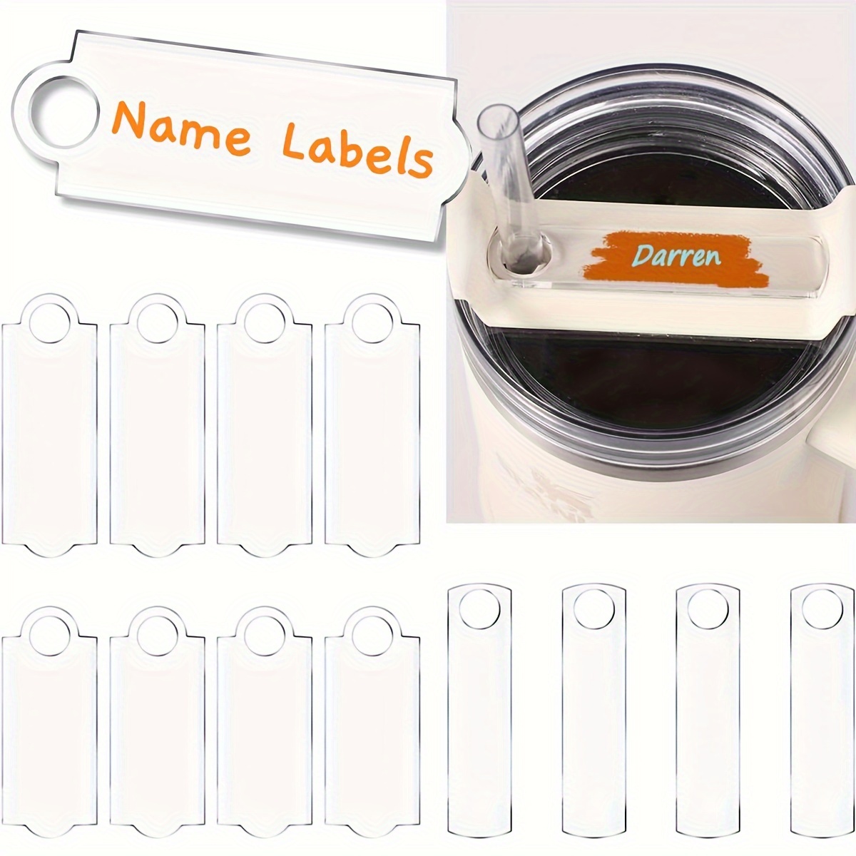 15pcs, Name Labels For Stanley Cups H2.0 & 1.0 Name Tag Tumbler Tags Blanks  Name