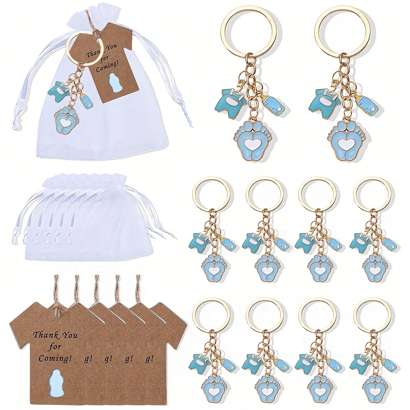 

10pcs/set Cute Baby Footprints Keychain Solid Color Alloy Keyring Hanging Pendant Bag Charms For Women Daily Use Distributions