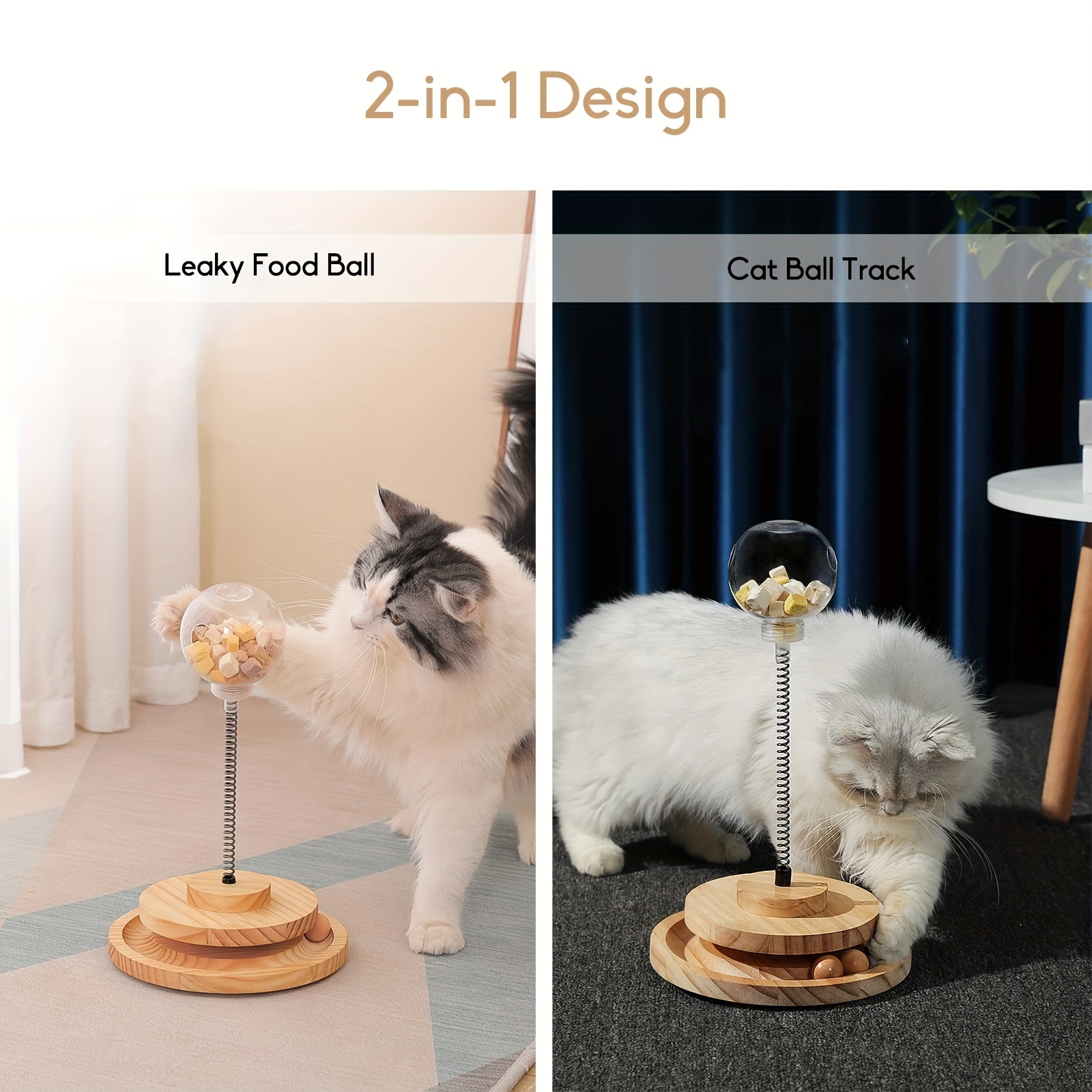 Tumbler Swing Toys for Cats Kitten Interactive Cat Toy Cats Accessories  Interactive Cat Food Feeders Wood Material