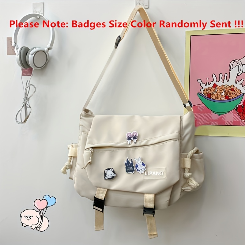 Random Color Badge Decor Letter Patch Flap Messenger Bag School