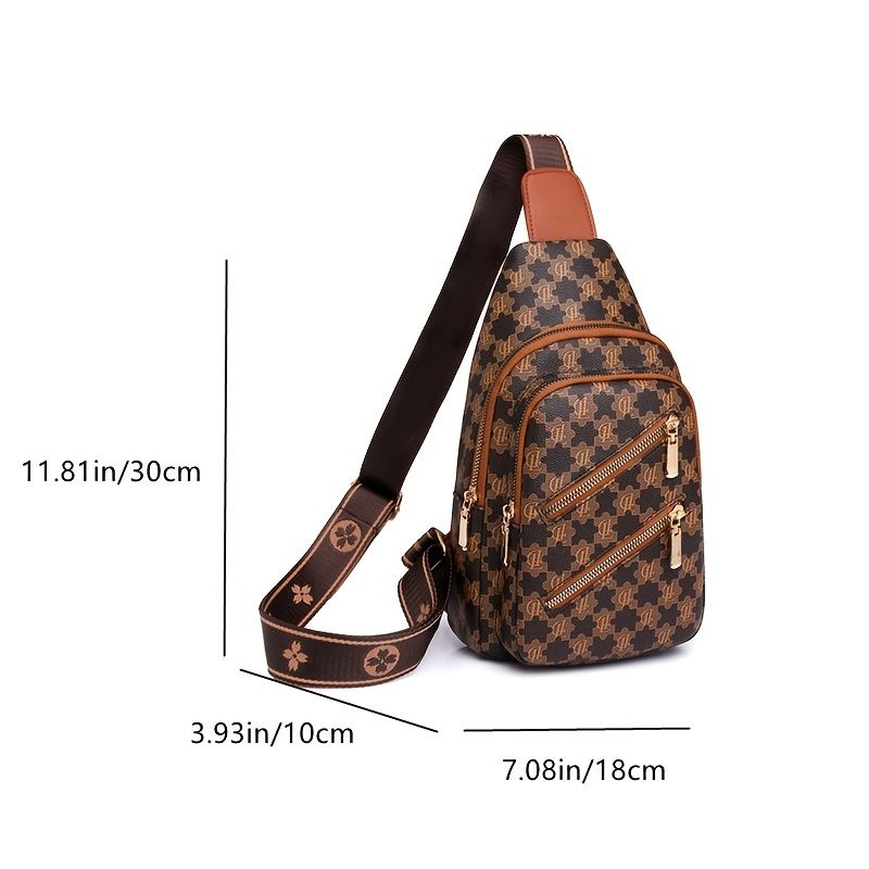 Letter Printed Sling Bag, Trendy Double Zipper Chest Bag, Casual Faux  Leather Crossbody Bag For Travel & Sports - Temu South Korea