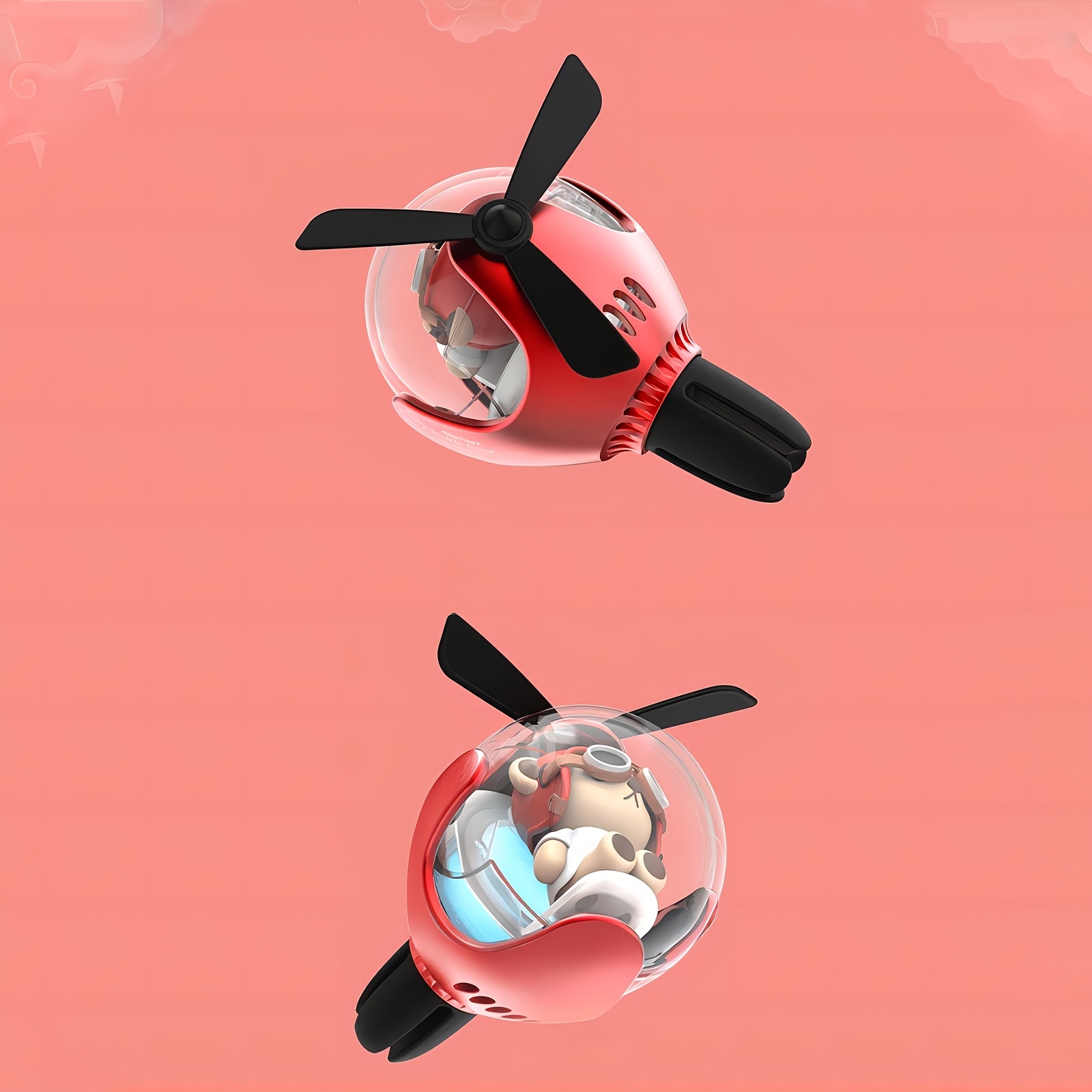 1pc Bear Flight Ball Design Car Air Freshener, Car Aroma Diffuser Clip,  With 6-color RGB LED Lights, Rotating Propeller Clip