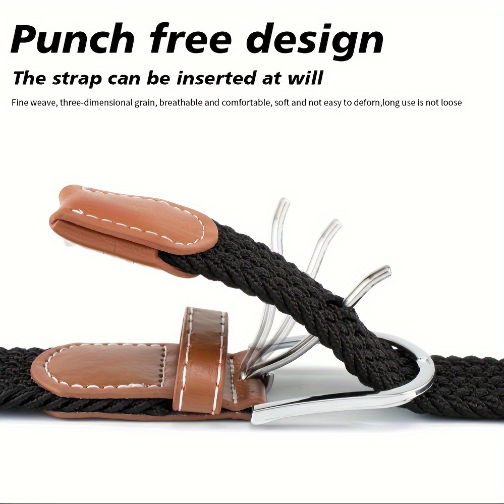 solid color unisex canvas belts     braided waistband casual jeans pants belt for women men details 6