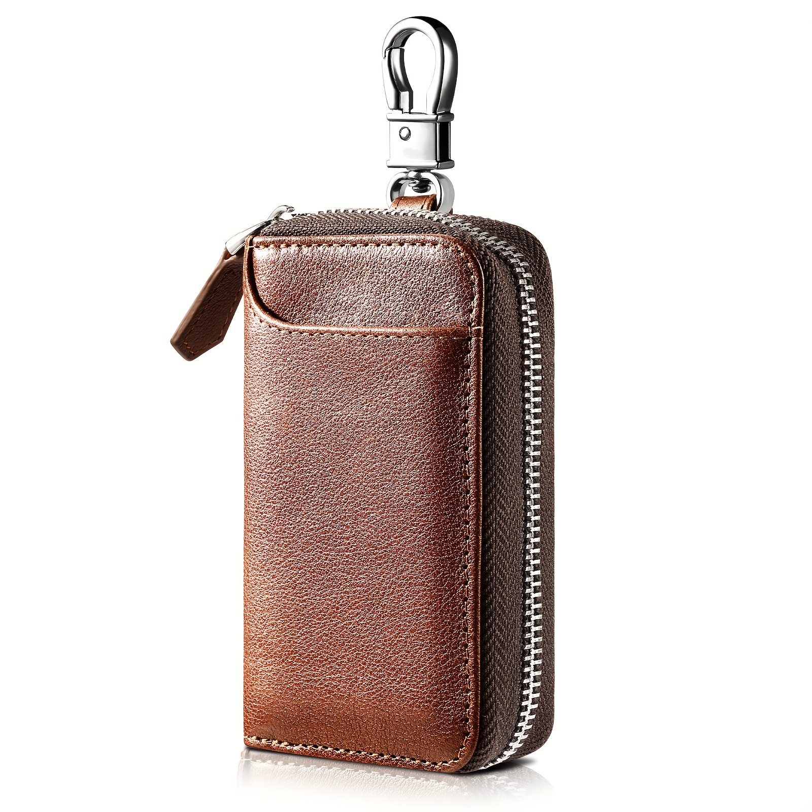 Leather Zipper Key Case, Car Key Wallet Holder Keychain Keyring Coin Holder  Keys Housekeeper Organizer Car Accessories 