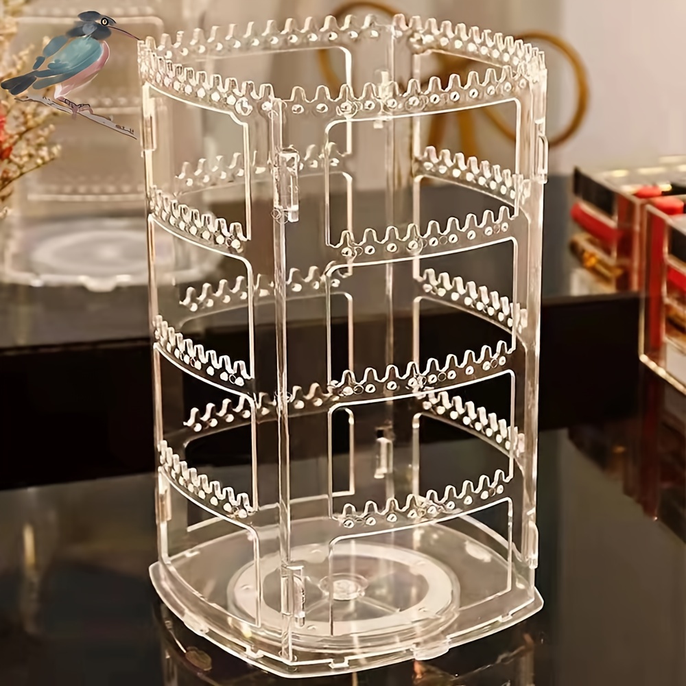 360 Rotating Earrings Holder Jewelry Organizer 4 Tiers Jewelry Rack Display  Classic Stand Holes Grooves For Necklaces Earrings Piercings