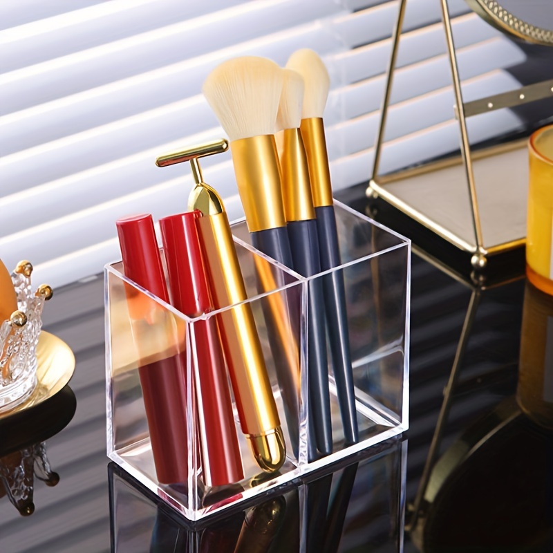 Acrylic Makeup Brush Holder And Organizer Display Case For - Temu