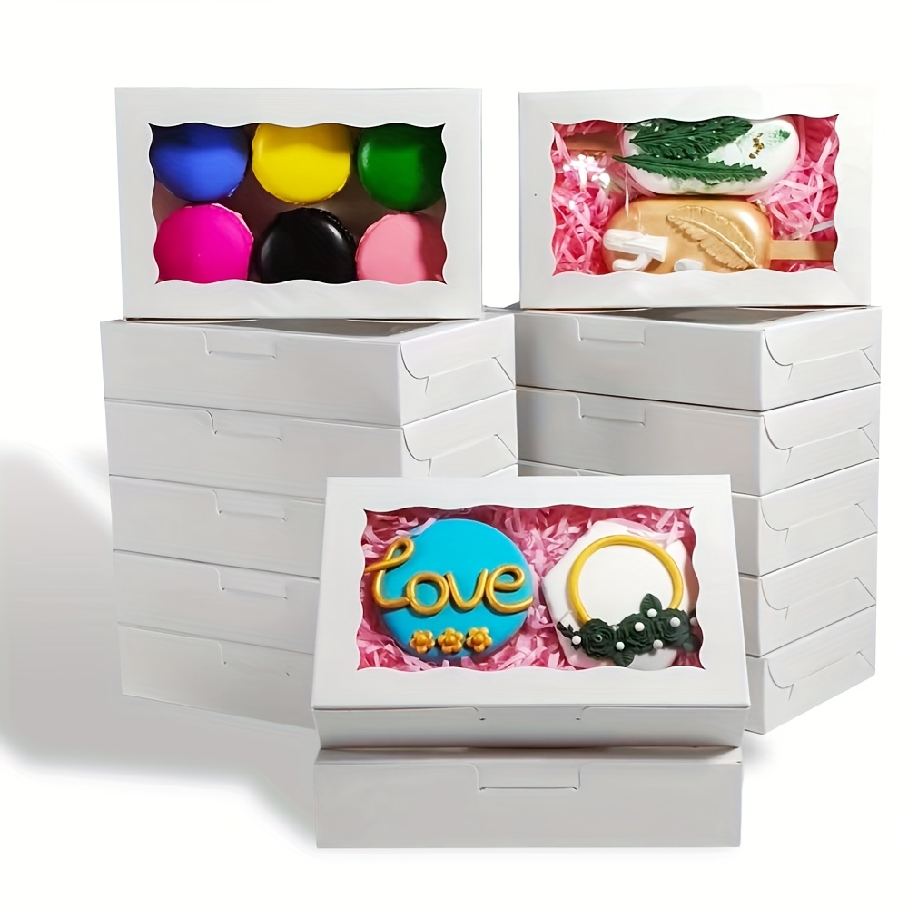 Paquete de 50 cajas de panadería marrones, cajas pequeñas de pastelería de  4 x 4 x 2.5 pulgadas con ventana, cajas de embalaje de regalo para