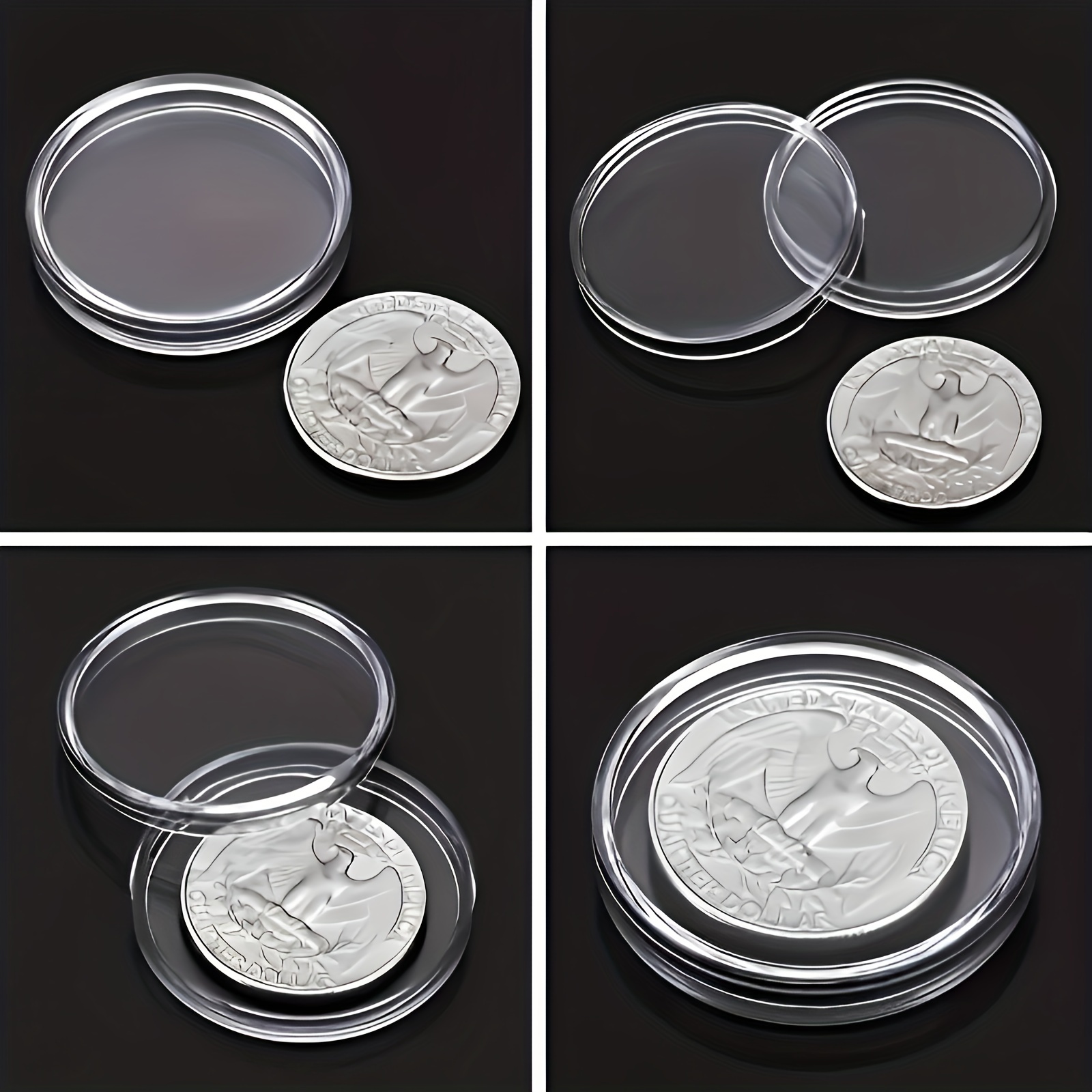 100PCS Capsules Pièces de Monnaie Plastique Collection Monnaie avec Boîte  de Rangement pour Collection de Pièces