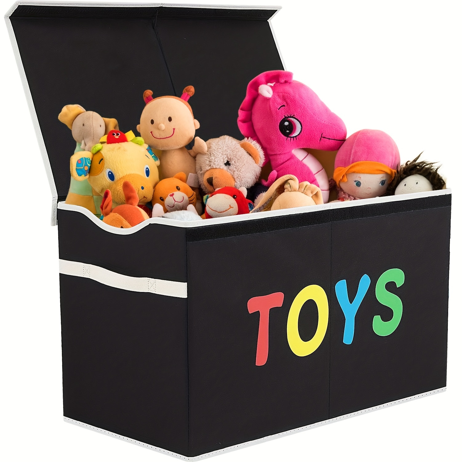 Caja de juguetes grande organizadora de almacenamiento con tapa, cajas  plegables para juguetes para niños, cestas con asas resistentes para niños  y