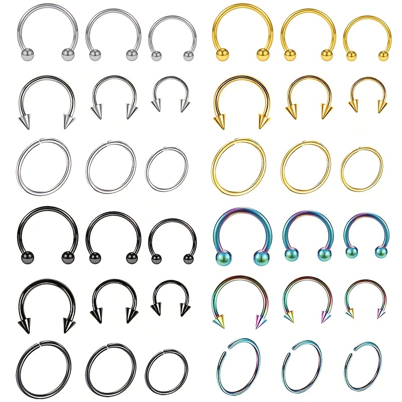9pcs/lot Stainless Steel Rings Stud Earring, Fashion Personality Earrings For Men, Size 6/8/10mm (0.23/0.31/0.039in)