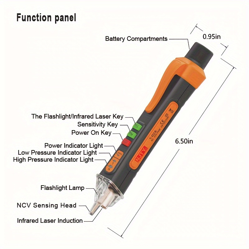 1pc non contact voltage tester 12 1000v ac voltage tester pen circuit tester electric indicator wall tool with flashlight buzzer details 7