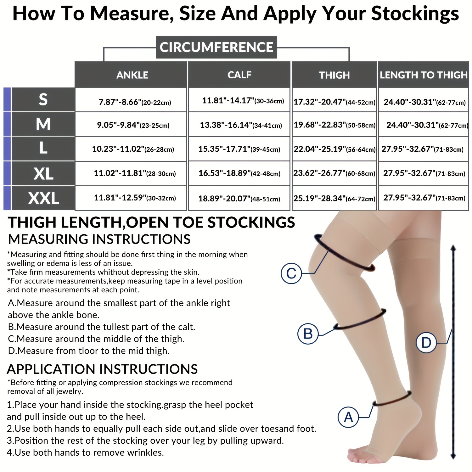15-21mmhg Plus Size Medical Compression Thigh High Footless