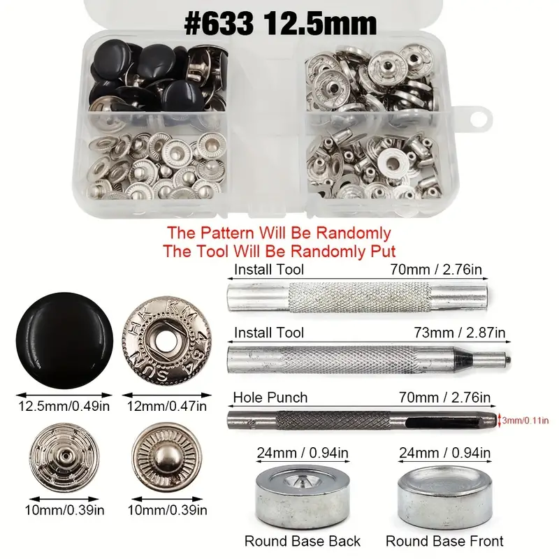 Snaps Fasteners Press Studs Buttons for Jackets and Any Sewing Projects