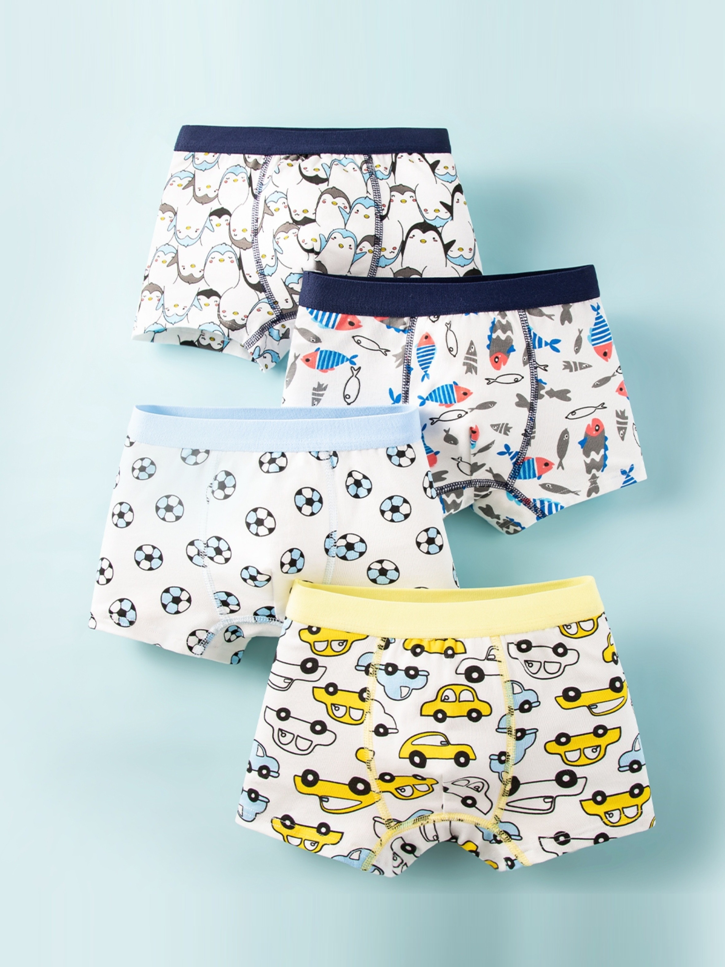 Toddler Boys Underwear Soft Breathable Cartoon Football Car - Temu