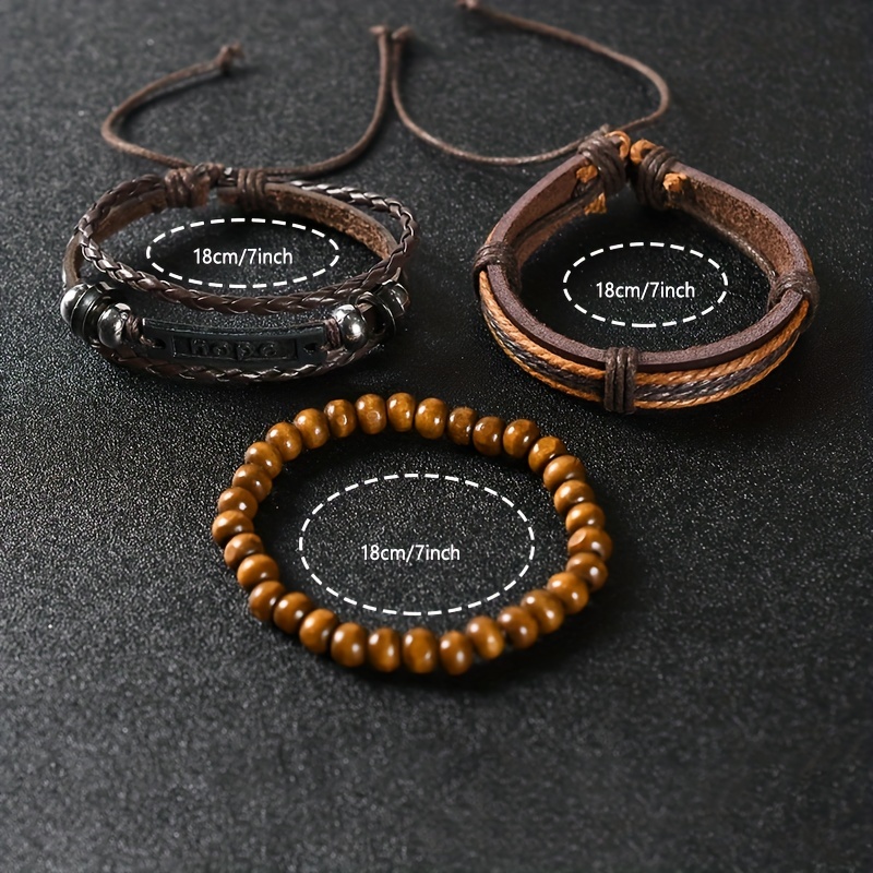 3pcs Braided Cowhide Set Bracelet DIY Kit
