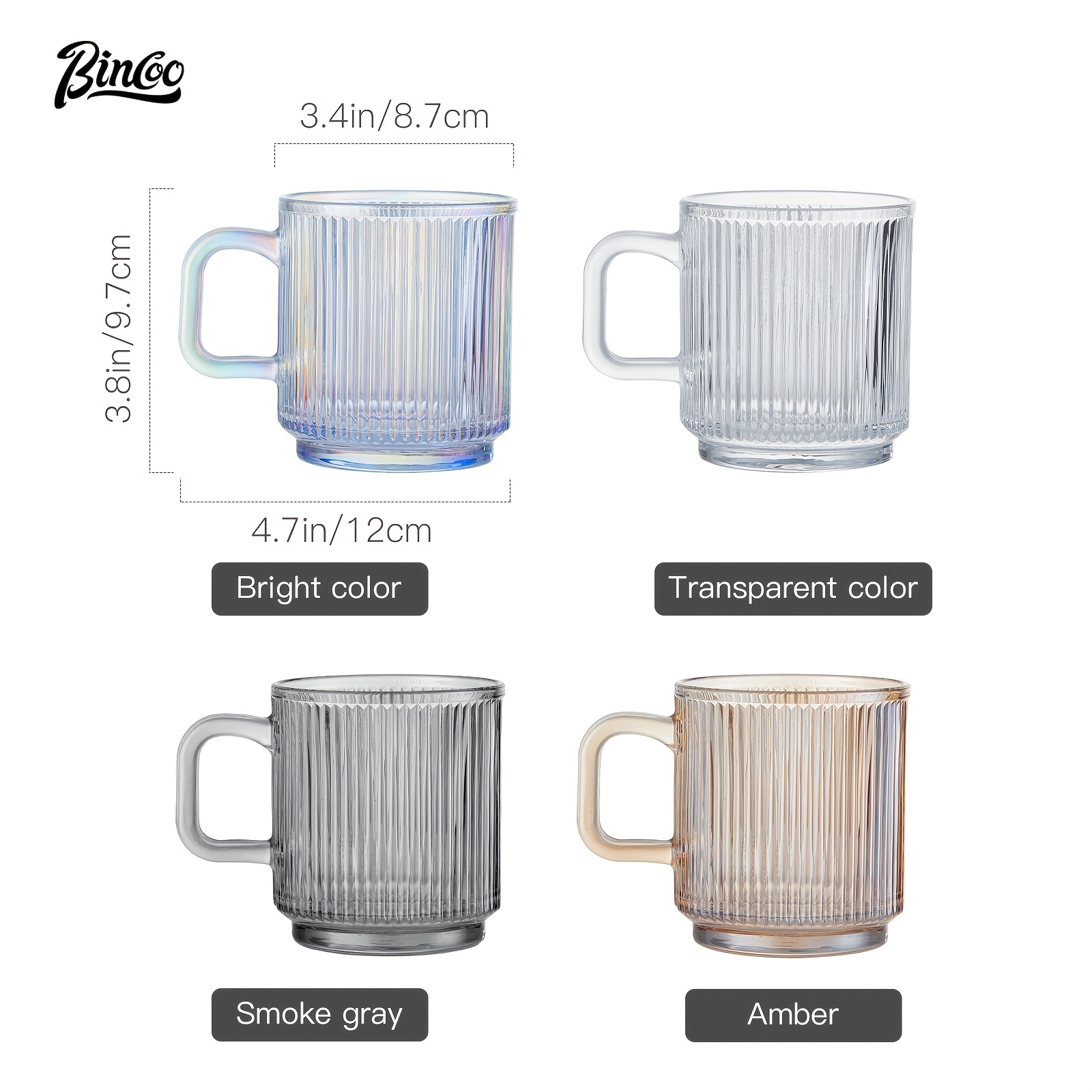 Lysenn Iridescent Glass Coffee Mug - Classic Vertical Stripes Tea Mug -  Elegant Coffee Cup with Glas…See more Lysenn Iridescent Glass Coffee Mug 