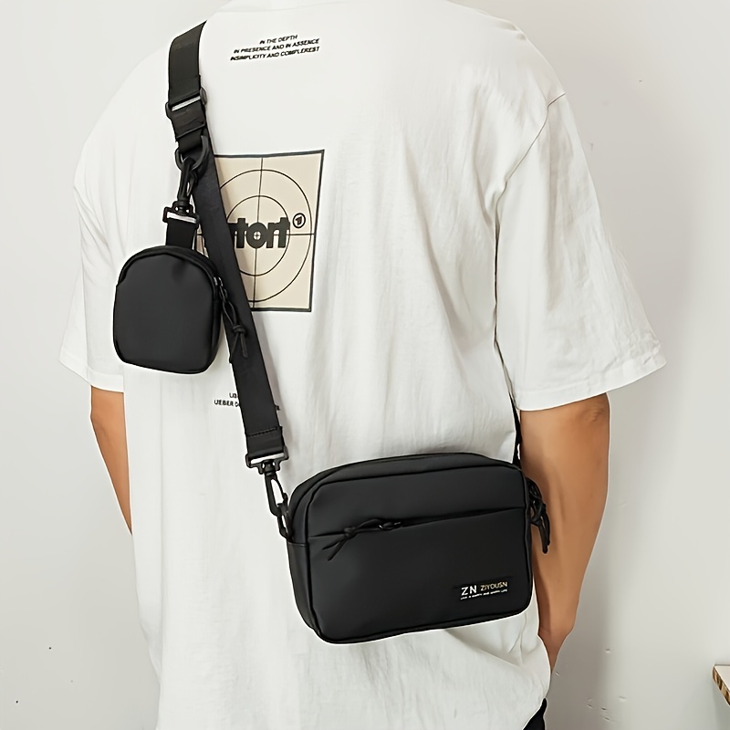 Bolso casual para hombre, mochila cruzada con un solo hombro, bolso  portátil para hombre (negro)