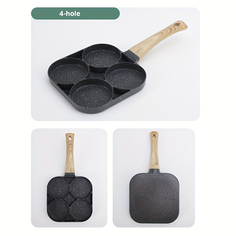 Four Hole Frying Pot, Stainless Steel Egg Frying Pan, 4 Hole Fried Egg  Burger Pan,Frying Pan Deepened Non Stick With Spatula Oil Brush Four Hole