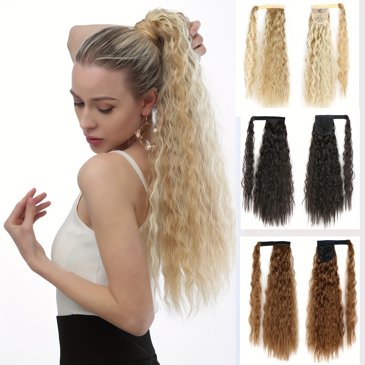 Women Invisible Wire Hair Extensions Hidden No Clip Natural Hair Extensions  Long Soft Silky Straight Curly Hairpiece Wavy Hidden Hair Extension  Synthetic Hairpieces 18-22 inch Hairpiece 