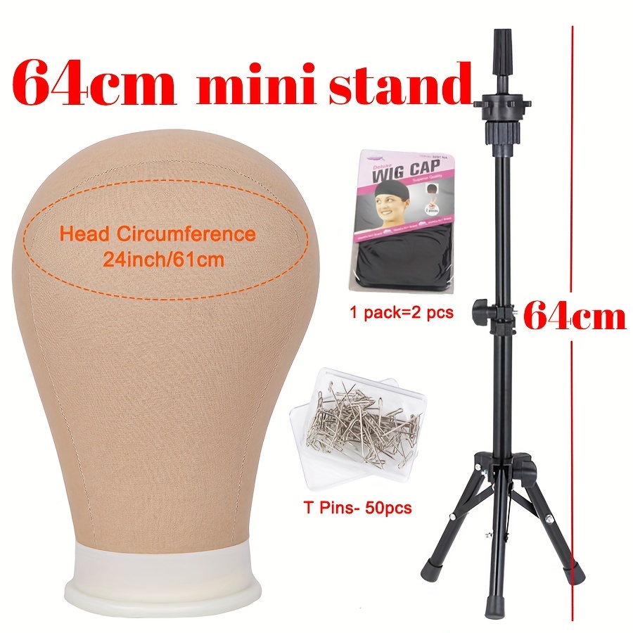 Wig Stand Tripod 64Cm Mini Adjustable Wig Head Holder Tripod Stand