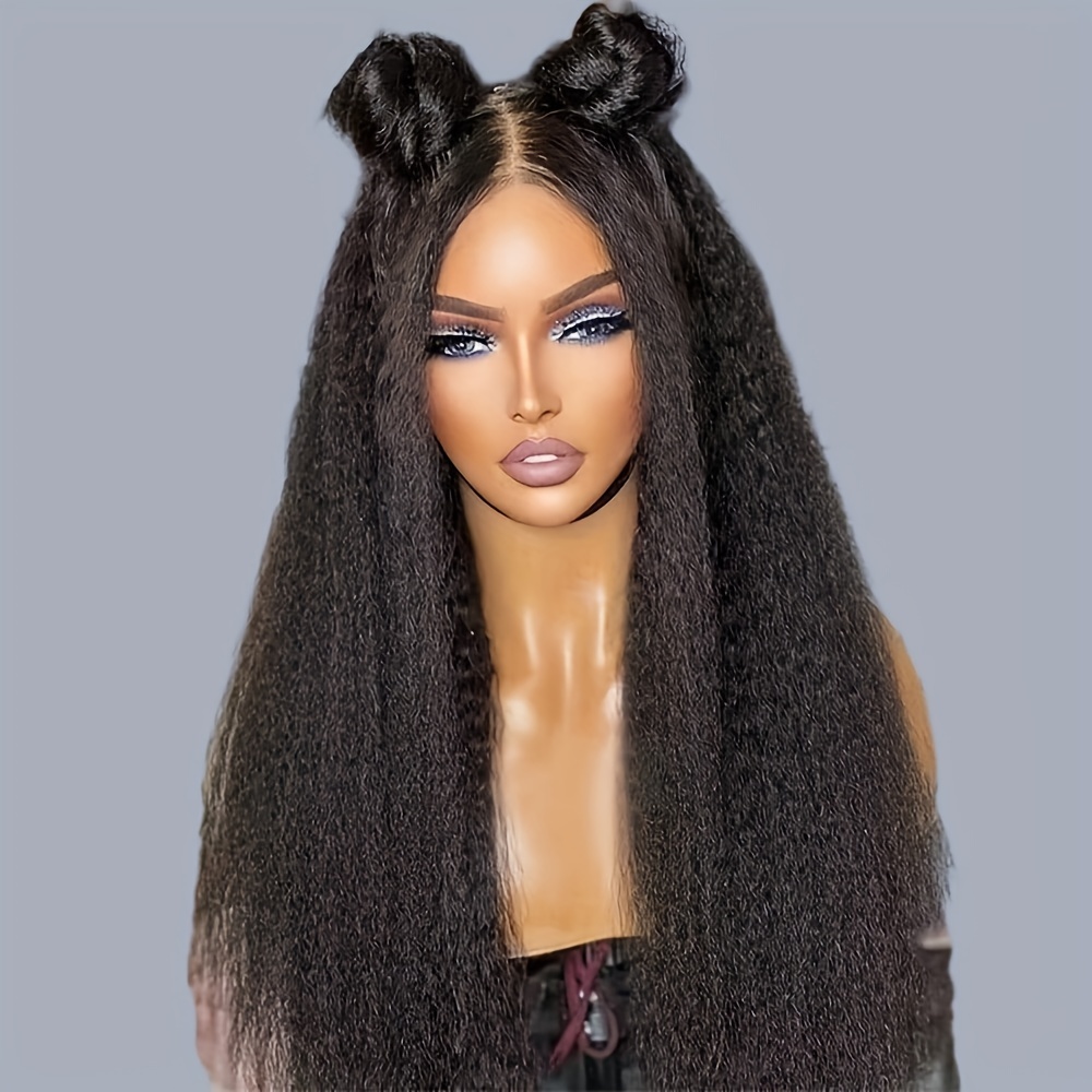 4*4 Kinky Straight Human Hair Lace Front Wigs Women 180% - Temu Belgium