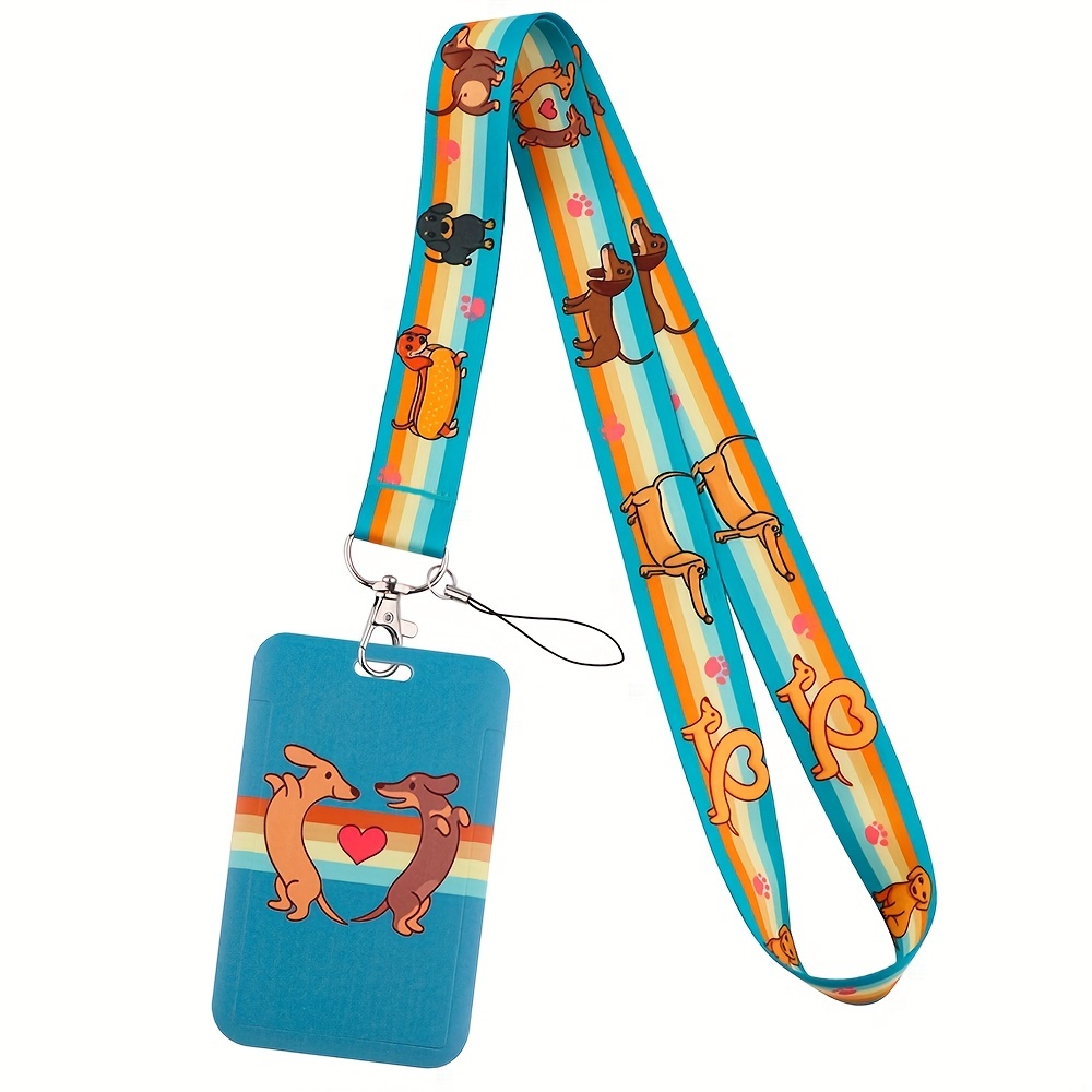 1pc Cartoon Dachshund Fashion Neck Strap Lanyards For Keys Keychain Badge Holder ID Credit Card Pass Hang Rope Lariat Phone Charm Accessories Detachable