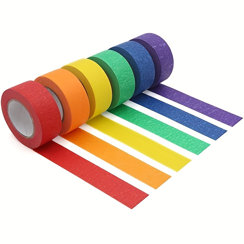 6pcs Different Color Rolls - Colored Masking Tape - 0.78 Inch X 21.8 Yards  (2 Cm X 20 M) Of Colorful Craft Tape - Vibrant Rainbow Color Teacher Tape
