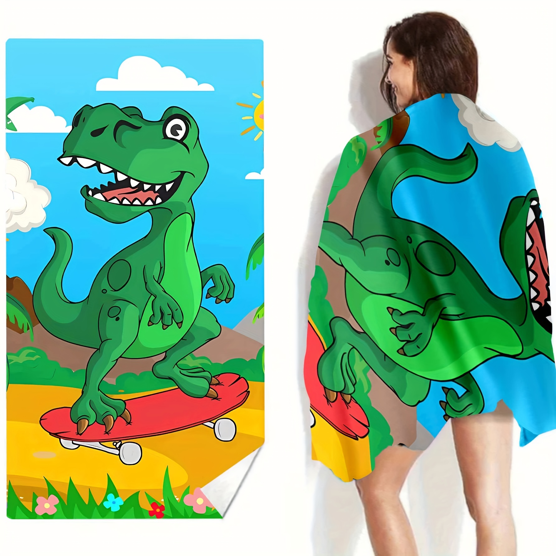 Dinosaur Beach Towel Quick Dry Lightweight Absorbent