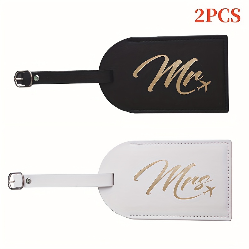  2pcs Leather Luggage Tag, Baggage Address Tags with