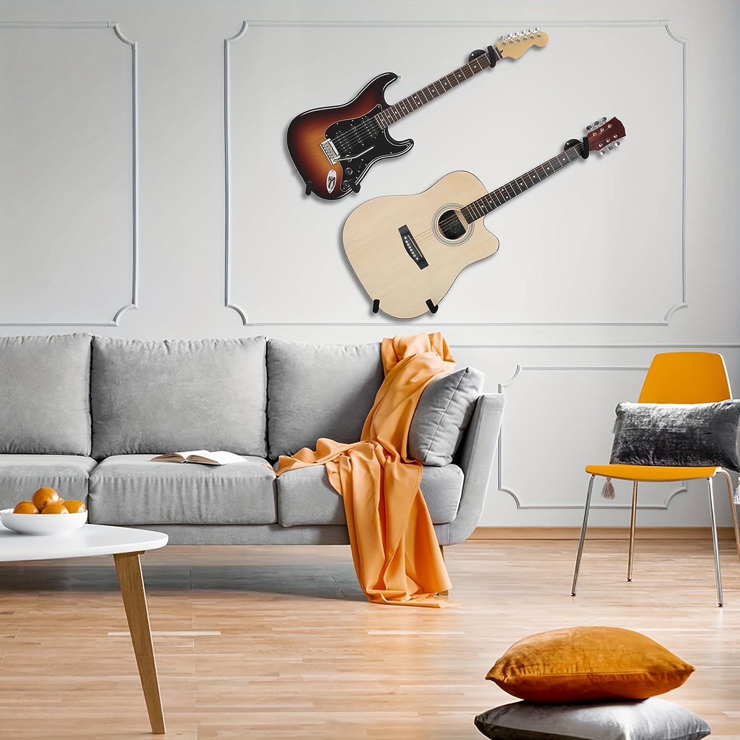 GuitarGrip Soporte de pared para colgar guitarra en forma de mano, modelo  macho izquierdo en acabado dorado antiguo para bajo eléctrico y acústico