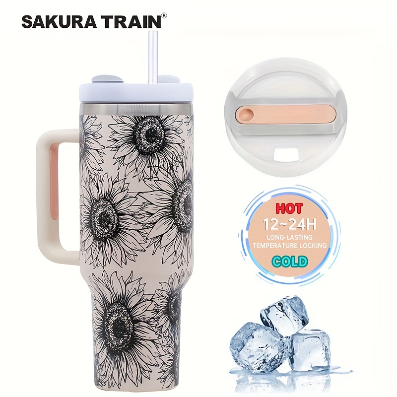 Sakura Train Travel Tumbler 5d Printed Sunflower Travel Cup - Temu