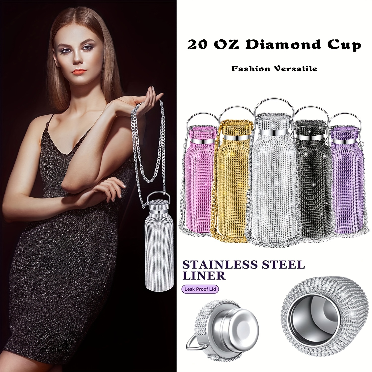 Multi Color Bling Water Bottle Rhinestone Diamond - Temu