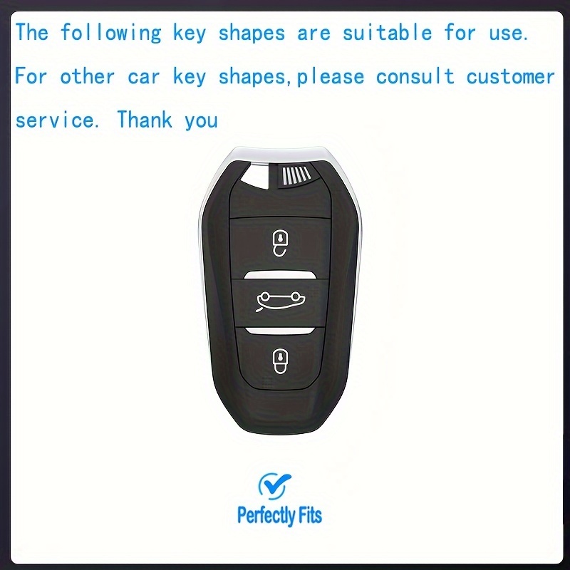 Applicable To Dongfeng Peugeot Key Cover 308 207 301 408 508 Car 3008 Shell  2008 Logo Buckle Logo Smart A- Black Single Case + Keychain