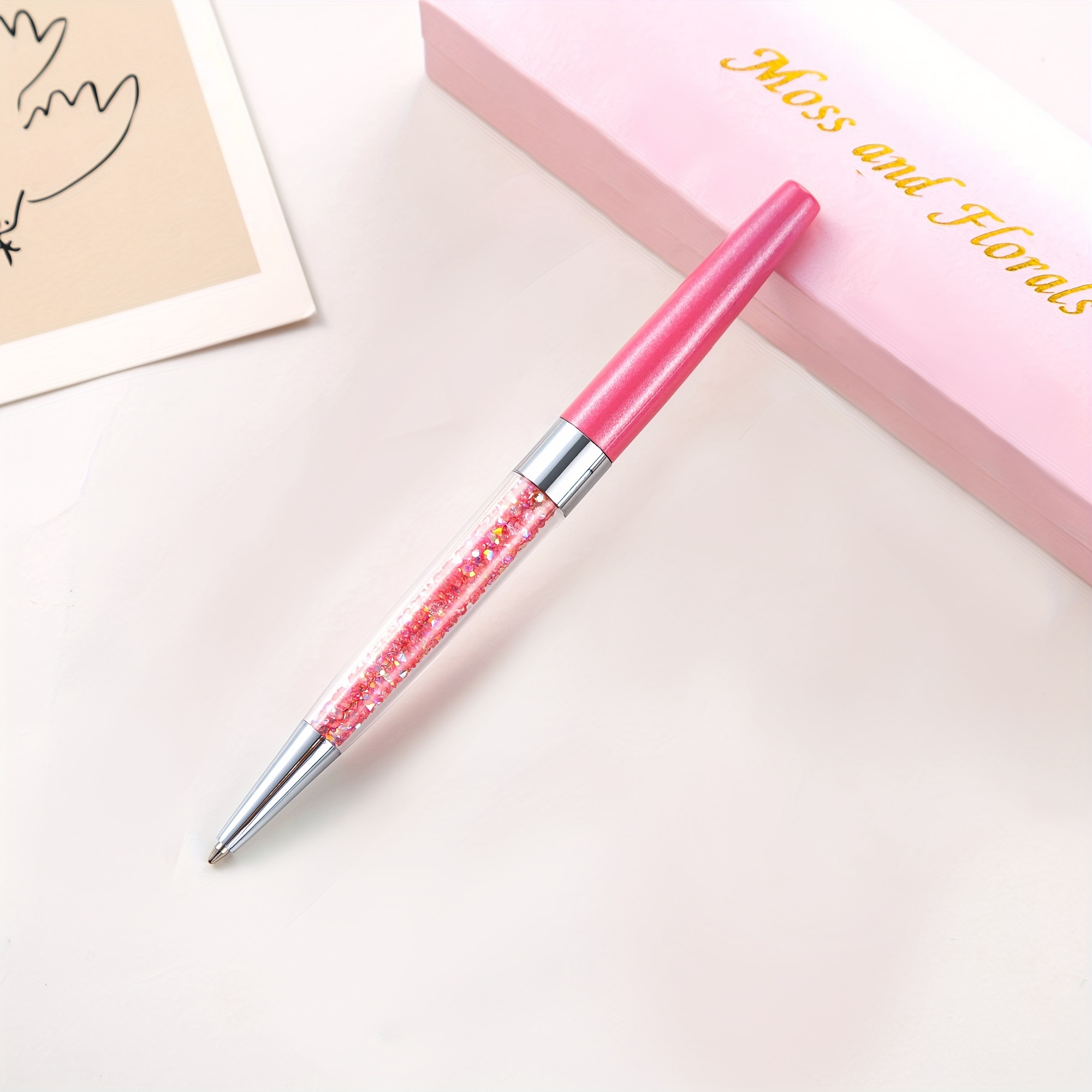 Jeweled Writing Pen - Pink + Diamond