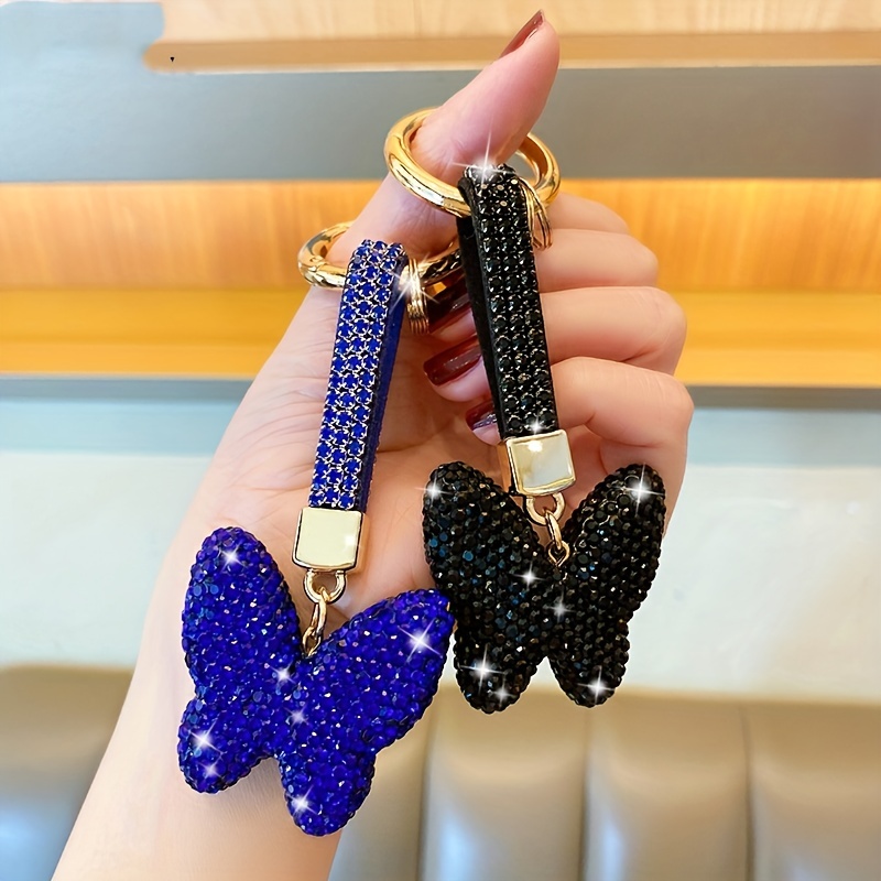 Acrylic Colorful Butterfly Key Chains Ring Keychains Keyring Insect Jewelry  For Women Girls Handbag Car Purse Charms Gifts