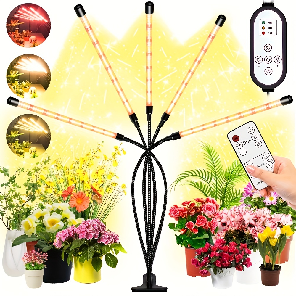 Lampe pour plantes avec support, lampe de croissance à 20 LED avec  minuterie 3/9/12H marche et arrêt et 3 modes de commutation et col de cygne