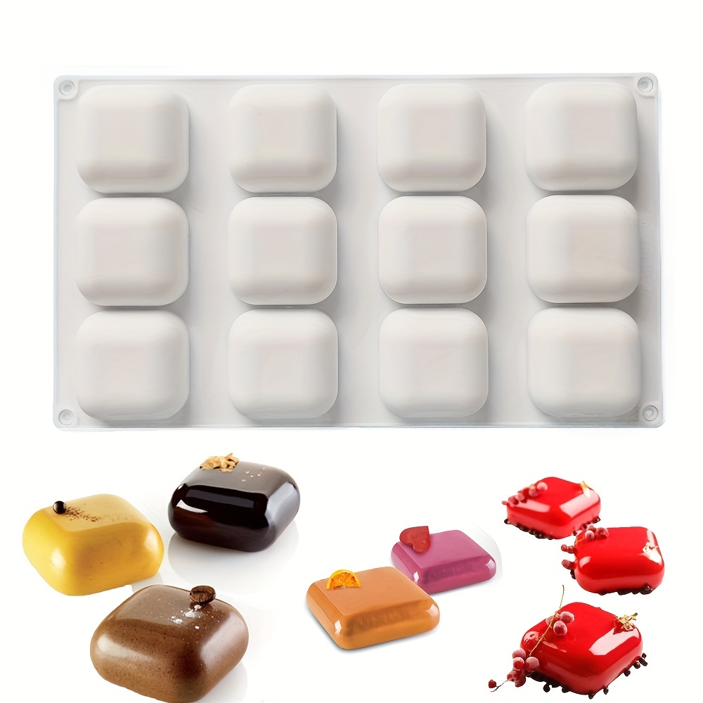 

1pc, Square Mousse Cake Mold, 12 Cavity Chocolate Mold, 3d Silicone Mold, Candy Mold, Pudding Mold, For Diy Cake Decorating Tool, Baking Tools, Kitchen Gadgets, Kitchen Accessories, Home Kitchen Items