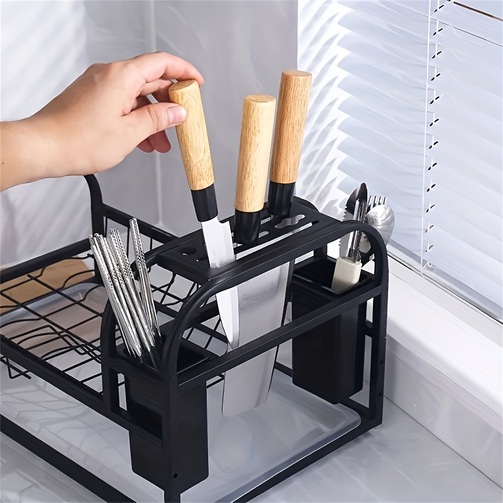 Large Capacity Dish & Cutlery Rack for Organized Kitchen Storage