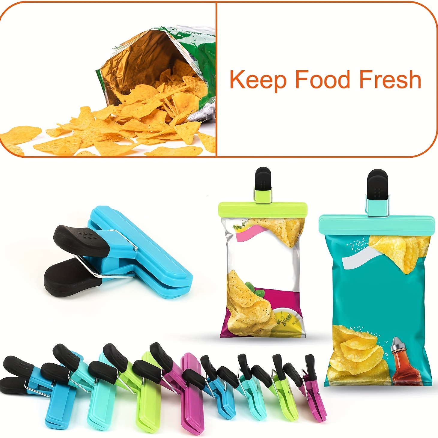 Bag Sealing Clips For Food Package, Resealable Chip Clips Food Bag