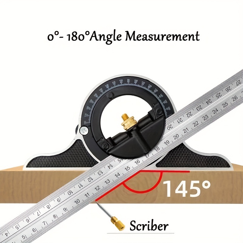 300mm Multi-Functional Combined Angle Ruler Horizontal Movable Right Angle  Ruler 45 Degrees Measuring Circle Center Angle Ruler