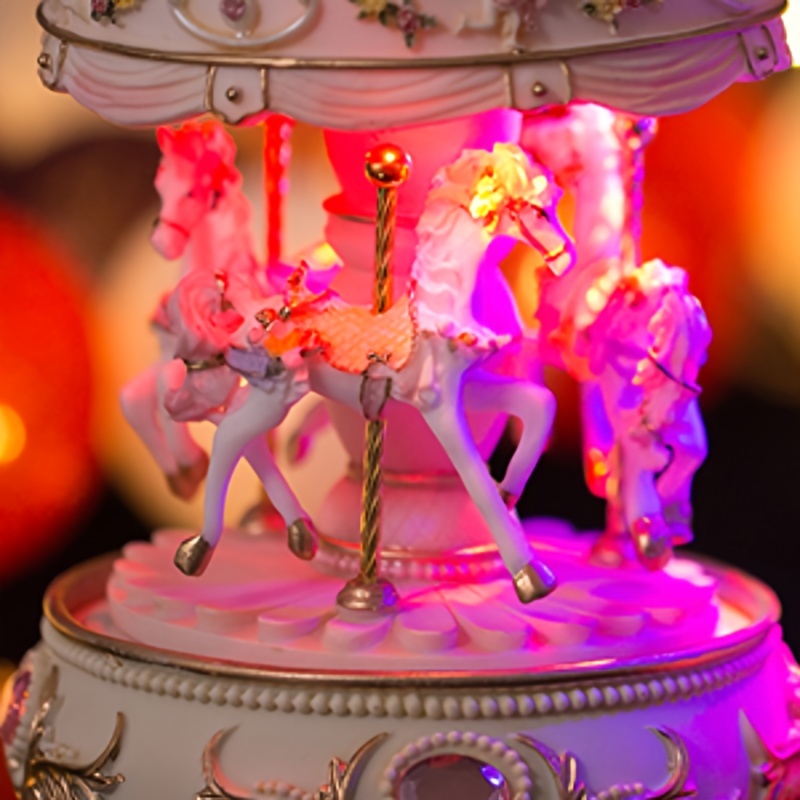 Hilewa Cadeau emballé carrousel cheval boîte à musique couleur changeante  lumières LED licorne musicale pour filles femmes maman enfants bébé fille  petite-fille Noël fête des mères anniversaire cadeaux