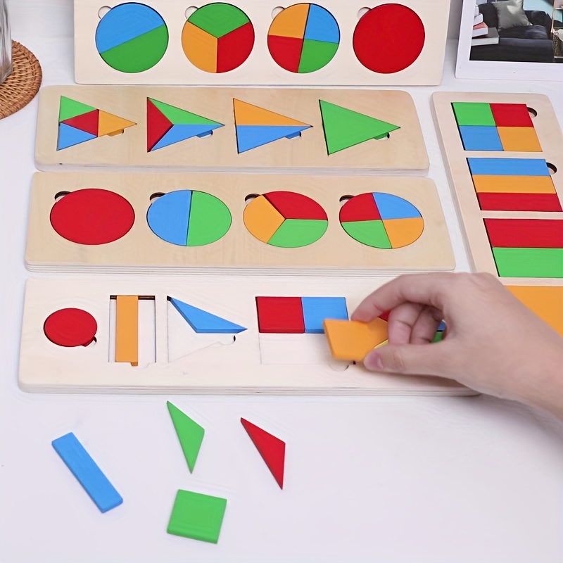 Puzzle fraction en bois - Jeu éducatif pour enfant