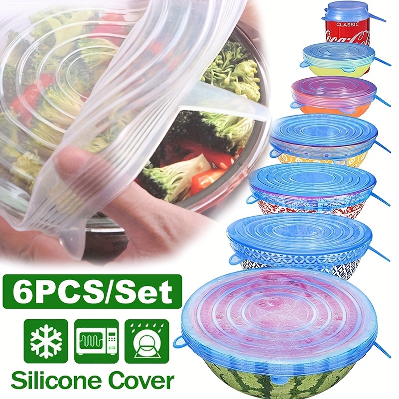 12 Silicone Stretch Lids Reusable Wrap Bowl Seal Cover Storage microwave  Kitchen
