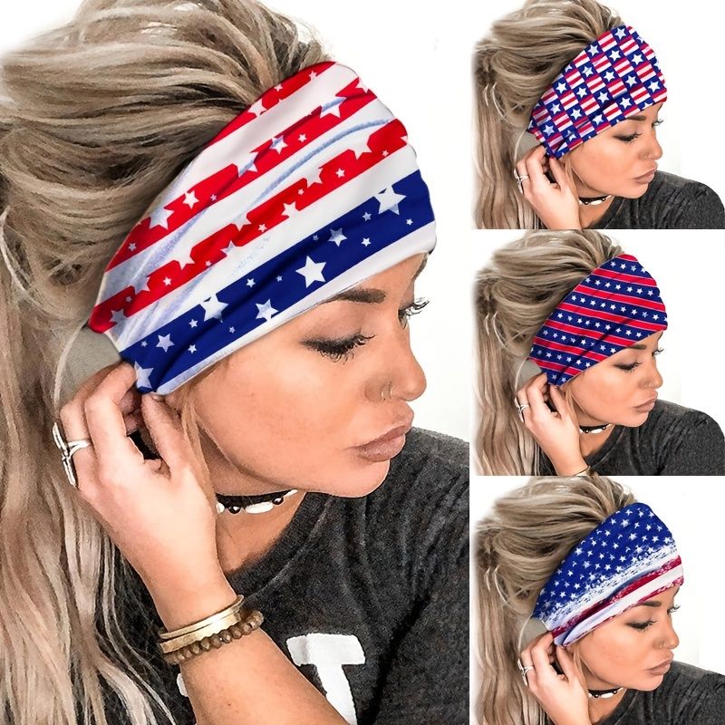 National Flag Headband Stripe Stars Print Women's Wide Brim Headwear Hair  Styling Accessories Elastic Head Wrap - Clothing, Shoes & Jewelry - Temu