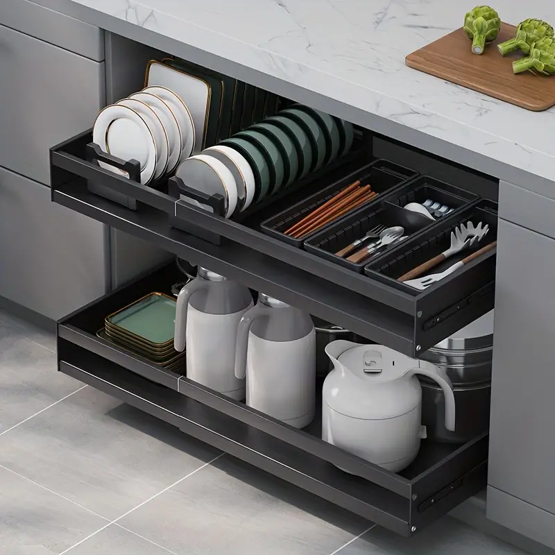 1pc Pull Out Cabinet Organizer, Heavy Duty Cabinet Pull Out Shelves Kitchen  Cabinet Drawers Slide Out Pantry Shelves with Adhesive Strip Multi-Purpose  Pull-Out Home Organizers for Kitchen Bathroom
