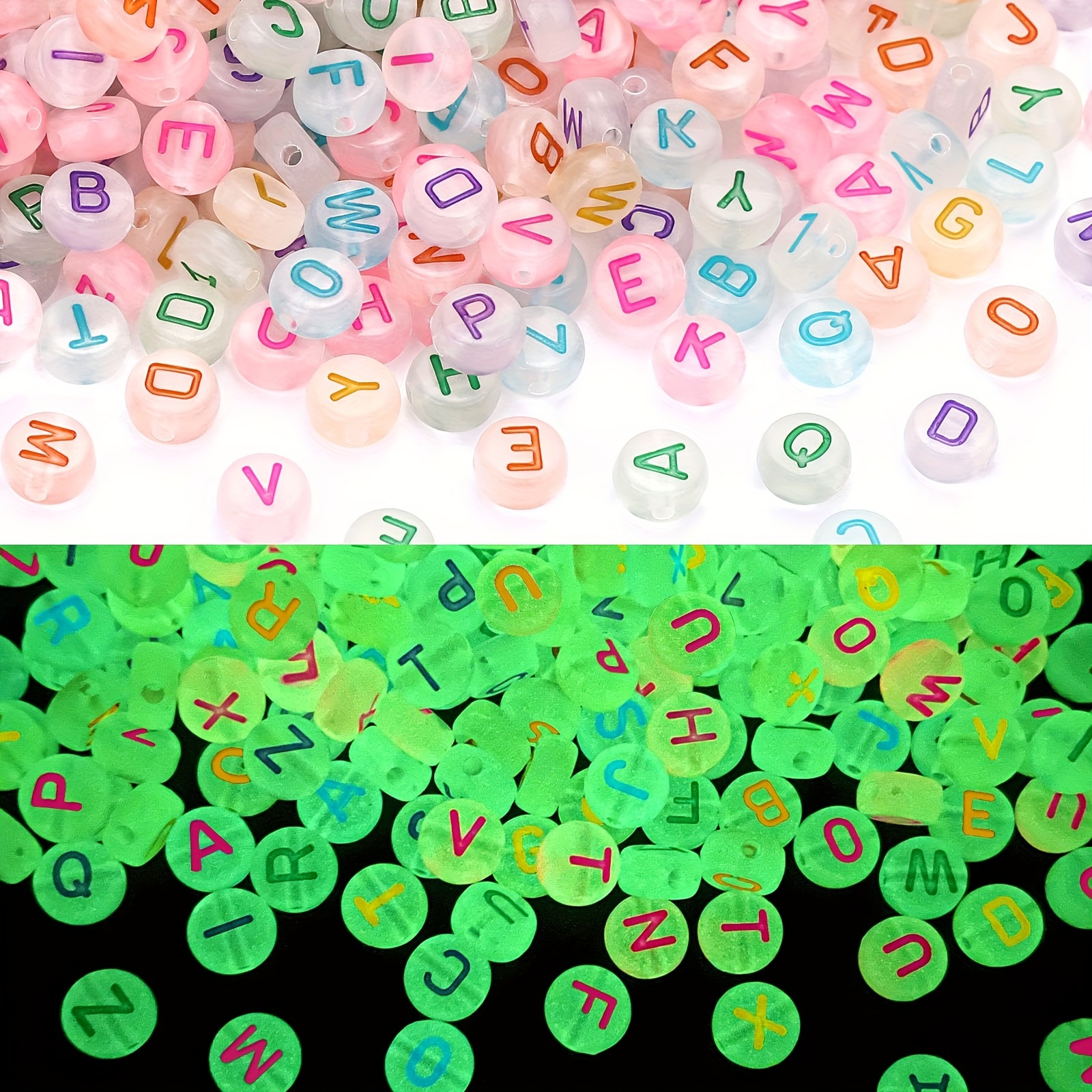 Acrylic Uv Luminous Letter Beads With Heart Beads - Temu