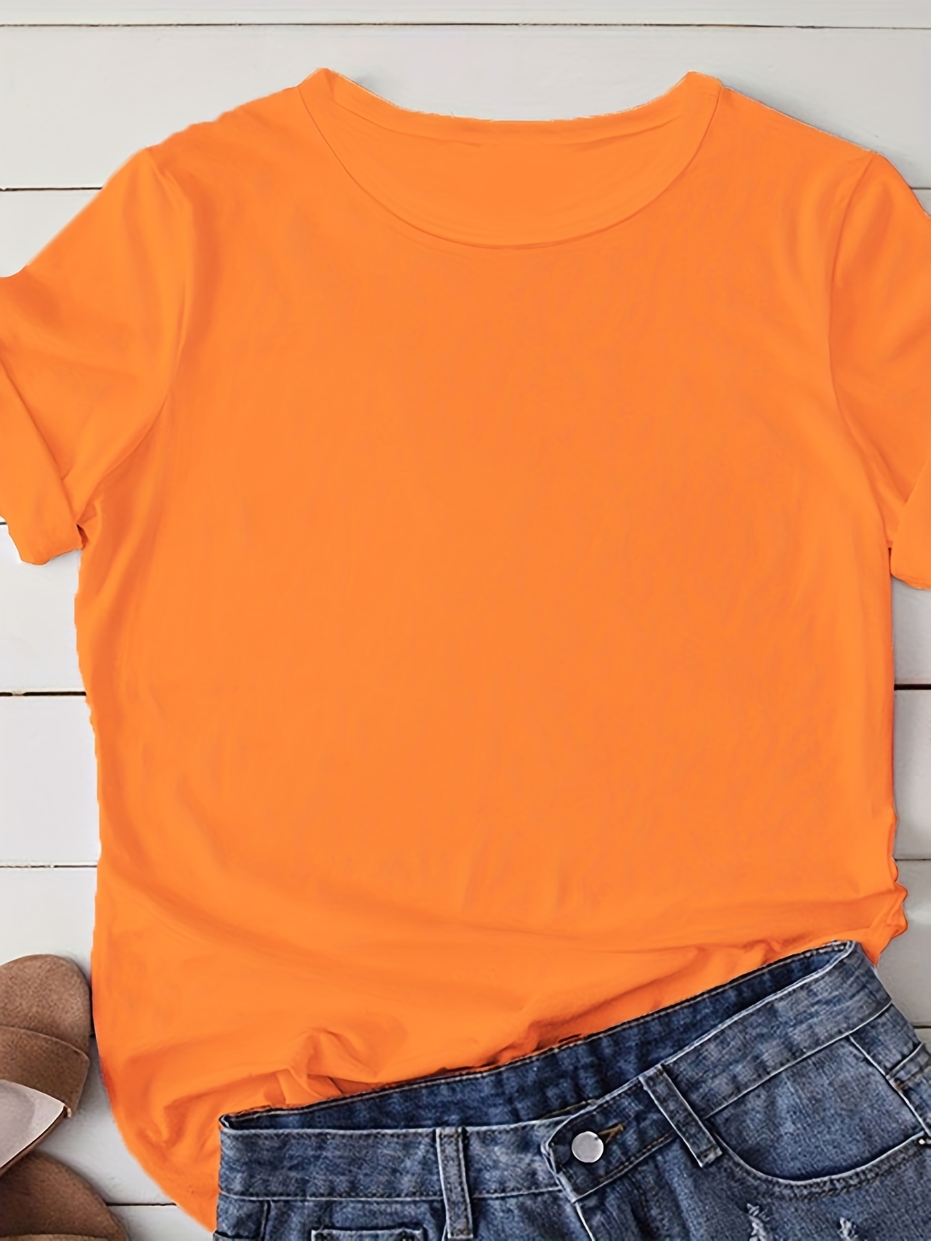 Camiseta basica naranja online mujer