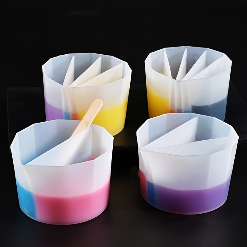 SOUBUITDI split cups for paint pouring, silicone pouring paint pour split  cups with 4 chambers dividers, pour painting supplies paintin
