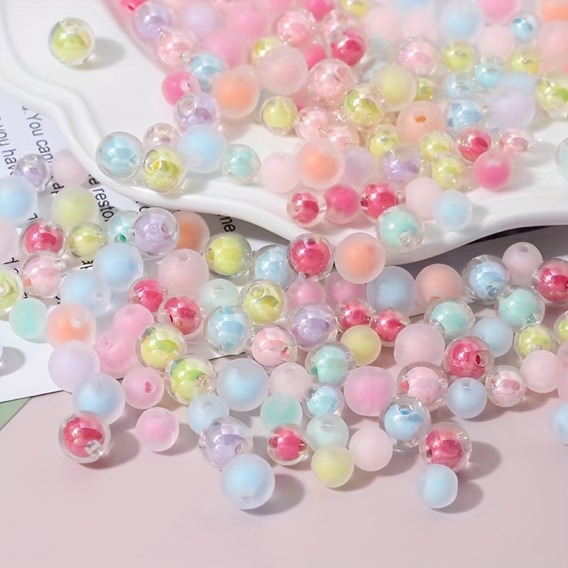 Colorful Acrylic Frosted Transparent Round Beads Beads - Temu